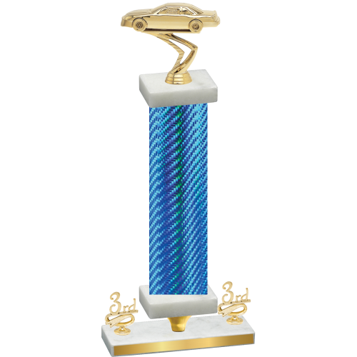 Premium Single Blue Carbon Fiber Third Place Cars Trophy