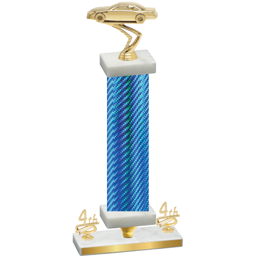 Premium Single Blue Carbon Fiber Fourth Place Cars Trophy