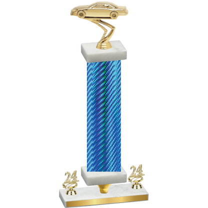 Premium Single Blue Carbon Fiber Year Cars Trophy