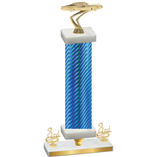Premium Single Blue Carbon Fiber Third Place Cars Trophy