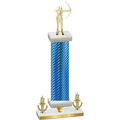 Premium Single Blue Carbon Fiber Victory Archery Trophy
