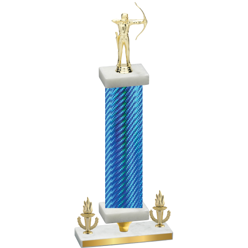 Premium Single Blue Carbon Fiber Victory Archery Trophy