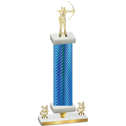 Premium Single Blue Carbon Fiber Year Archery Trophy