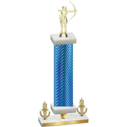 Premium Single Blue Carbon Fiber Victory Archery Trophy