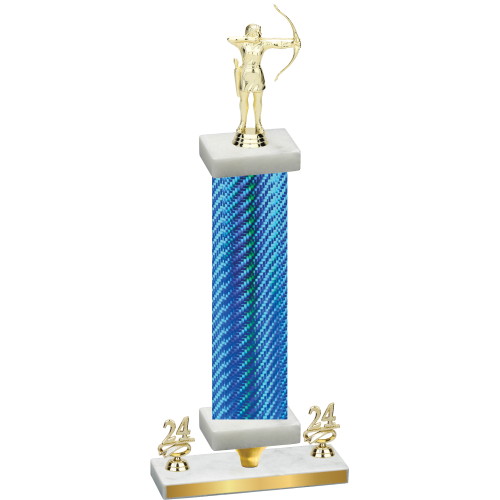Premium Single Blue Carbon Fiber Year Archery Trophy