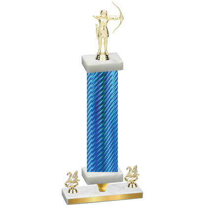Premium Single Blue Carbon Fiber Year Archery Trophy