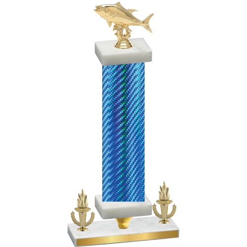 Premium Single Blue Carbon Fiber Victory Fishing Trophy
