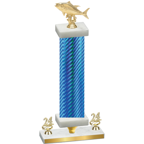 Premium Single Blue Carbon Fiber Year Fishing Trophy