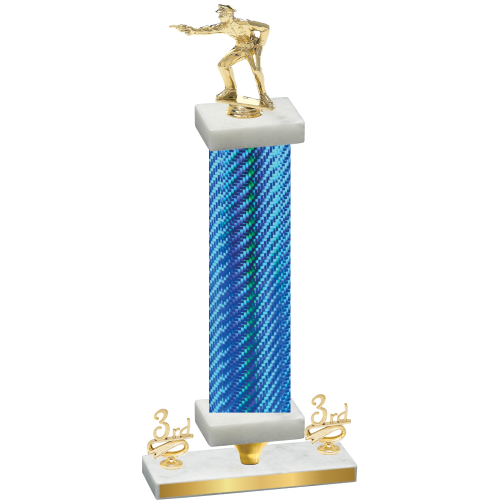 Premium Single Blue Carbon Fiber Third Place Shooter Trophy