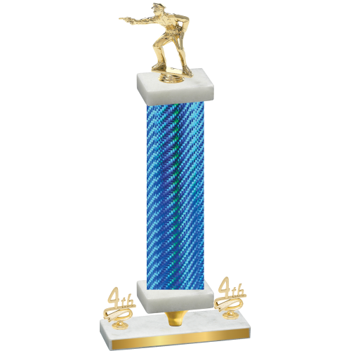 Premium Single Blue Carbon Fiber Fourth Place Shooter Trophy