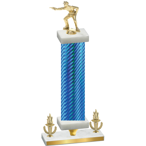 Premium Single Blue Carbon Fiber Victory Shooter Trophy