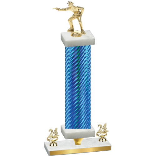 Premium Single Blue Carbon Fiber Year Shooter Trophy