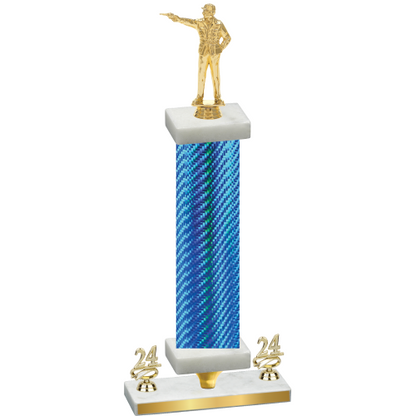 Premium Single Blue Carbon Fiber Year Shooter Trophy