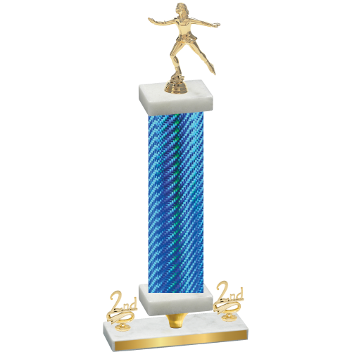 Premium Single Blue Carbon Fiber Second Place Skater Trophy
