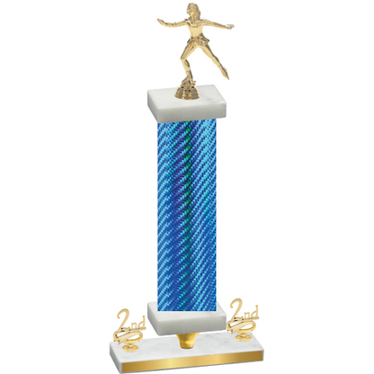 Premium Single Blue Carbon Fiber Second Place Skater Trophy
