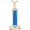 Premium Single Blue Carbon Fiber Second Place Weights Trophy