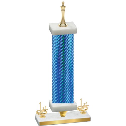 Premium Single Blue Carbon Fiber First Place Chess Trophy