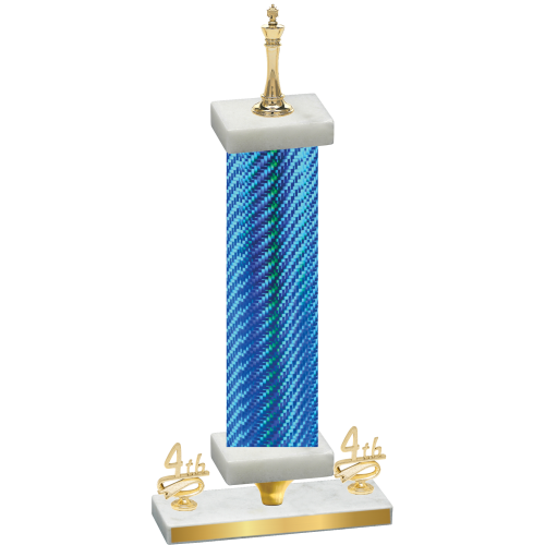 Premium Single Blue Carbon Fiber Fourth Place Chess Trophy