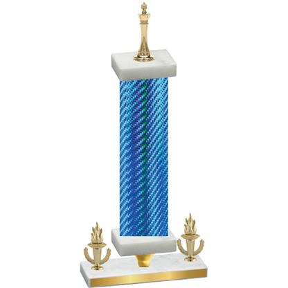 Premium Single Blue Carbon Fiber Victory Chess Trophy