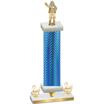 Premium Single Blue Carbon Fiber Second Place Holiday Trophy