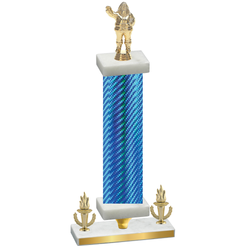 Premium Single Blue Carbon Fiber Victory Holiday Trophy