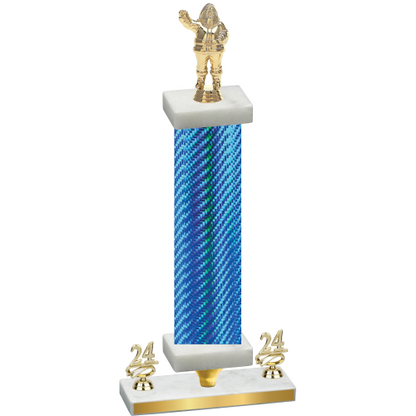 Premium Single Blue Carbon Fiber Year Holiday Trophy