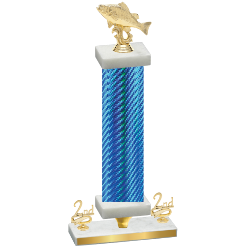 Premium Single Blue Carbon Fiber Second Place Fishing Trophy