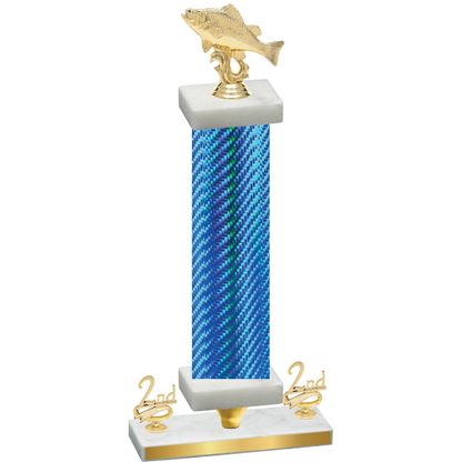 Premium Single Blue Carbon Fiber Second Place Fishing Trophy