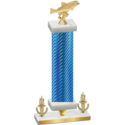 Premium Single Blue Carbon Fiber Victory Fishing Trophy