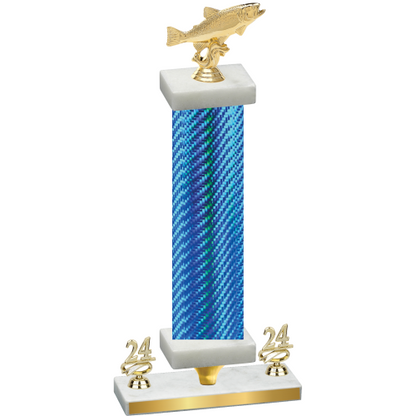 Premium Single Blue Carbon Fiber Year Fishing Trophy