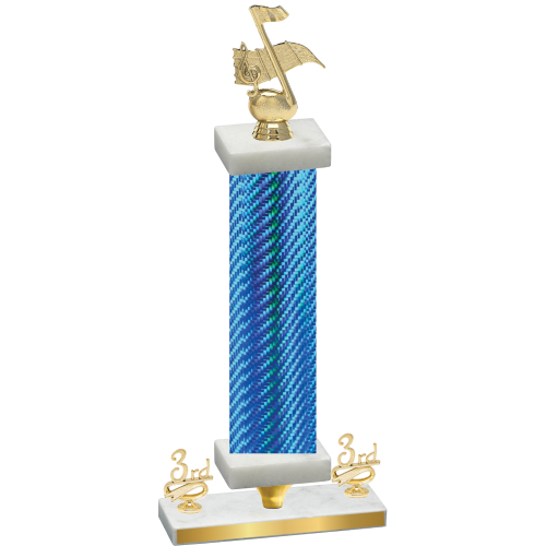Premium Single Blue Carbon Fiber Third Place Music Trophy