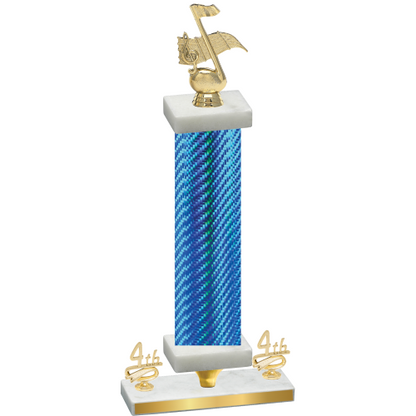 Premium Single Blue Carbon Fiber Fourth Place Music Trophy
