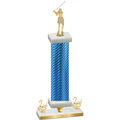Premium Single Blue Carbon Fiber Second Place Golf Trophy