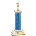 Premium Single Blue Carbon Fiber Fourth Place Golf Trophy