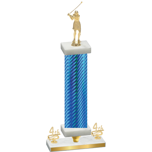 Premium Single Blue Carbon Fiber Fourth Place Golf Trophy