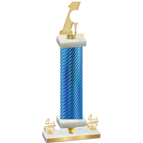 Premium Single Blue Carbon Fiber Fourth Place Golf Trophy