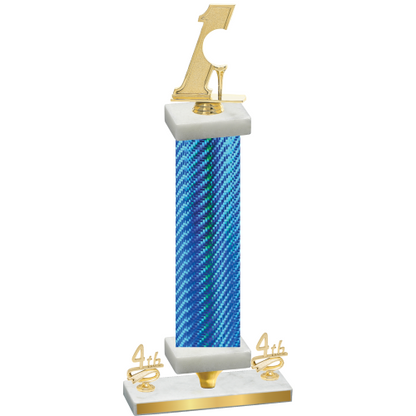Premium Single Blue Carbon Fiber Fourth Place Golf Trophy