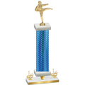 Premium Single Blue Carbon Fiber First Place Karate Trophy