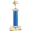 Premium Single Blue Carbon Fiber Fourth Place Karate Trophy