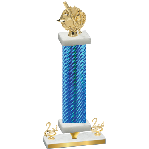 Premium Single Blue Carbon Fiber Second Place Baseball Trophy