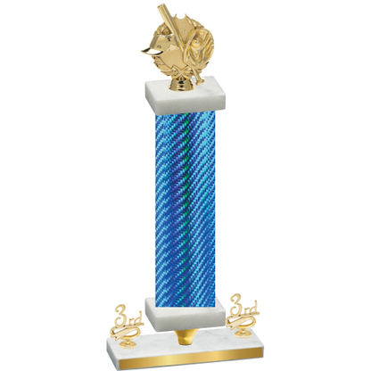Premium Single Blue Carbon Fiber Third Place Baseball Trophy
