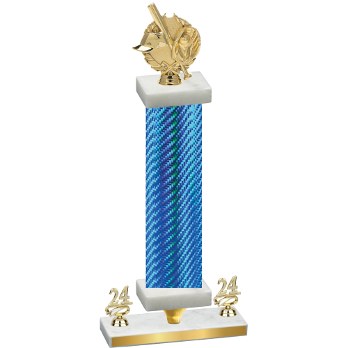 Premium Single Blue Carbon Fiber Year Baseball Trophy