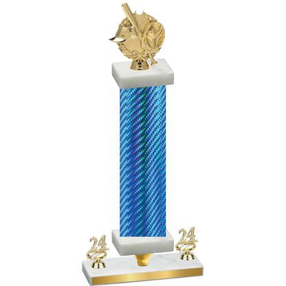 Premium Single Blue Carbon Fiber Year Baseball Trophy