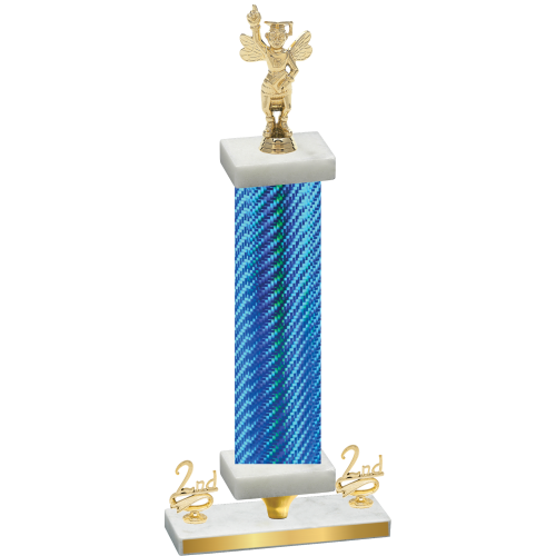 Premium Single Blue Carbon Fiber Second Place Academics Trophy