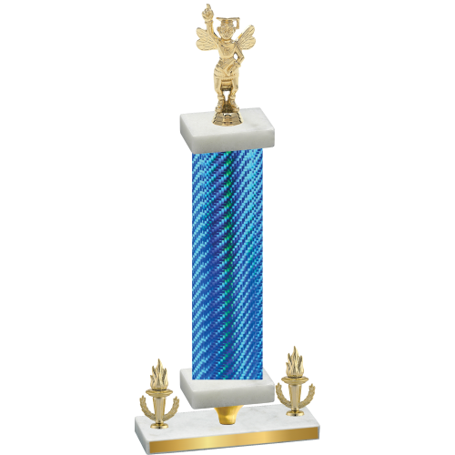 Premium Single Blue Carbon Fiber Victory Academics Trophy