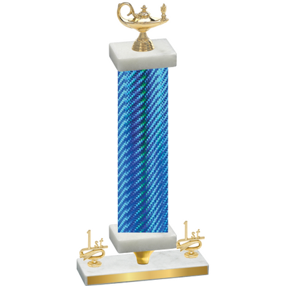 Premium Single Blue Carbon Fiber First Place Academics Trophy