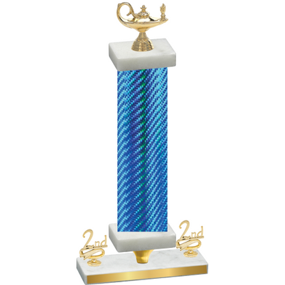 Premium Single Blue Carbon Fiber Second Place Academics Trophy