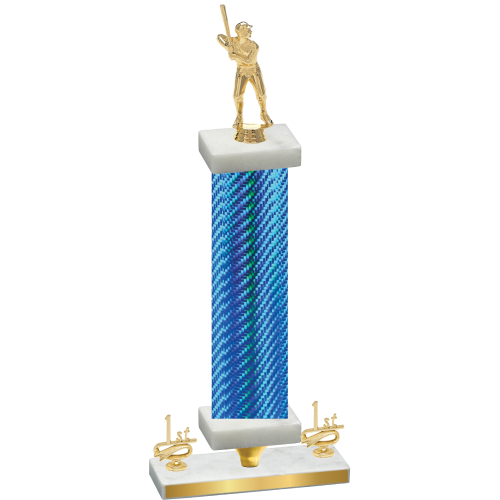 Premium Single Blue Carbon Fiber First Place Baseball Trophy