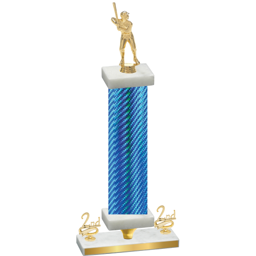 Premium Single Blue Carbon Fiber Second Place Baseball Trophy
