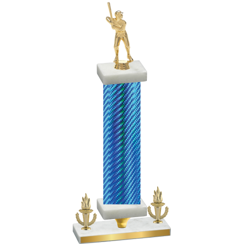 Premium Single Blue Carbon Fiber Victory Baseball Trophy